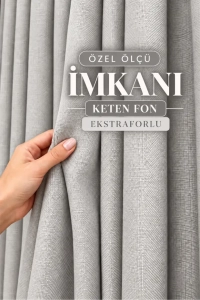 Açık Gri Premium Keten Fon Perde Ekstrafor Büzgülü PİLESİZ Her Odaya Uygun Bohem